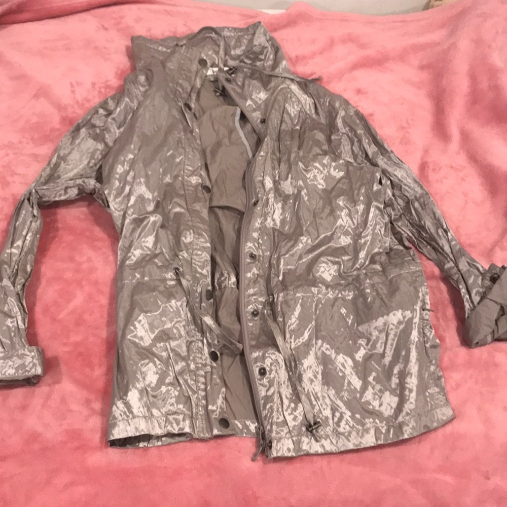 Silver windbreaker, long